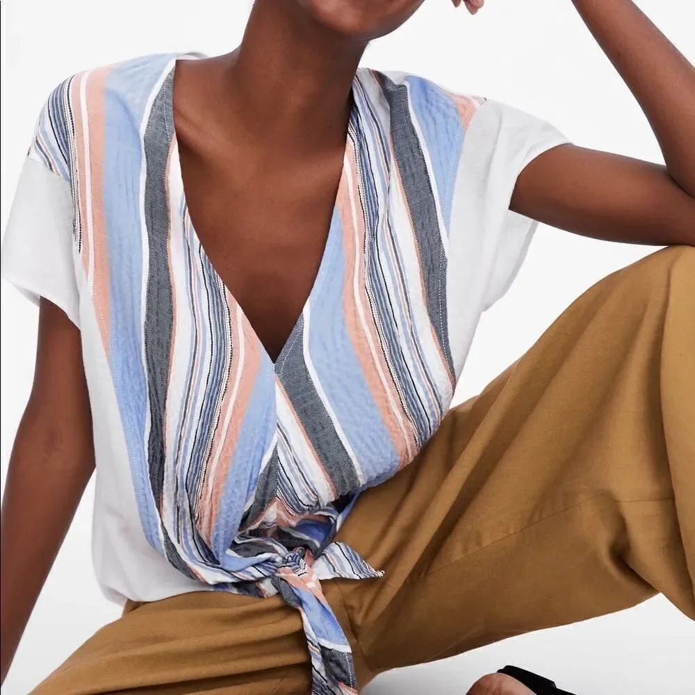 ✨ZARA STRIPED T-SHIRT WITH KNOT✨ - Picture 3 of 6